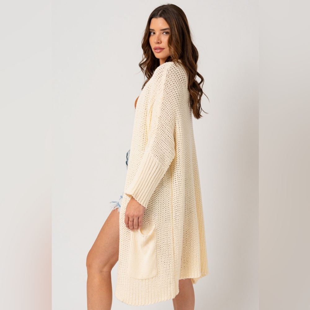 674. Slouchy Sweater Cardigan in Ivory - Picture 3 of 5